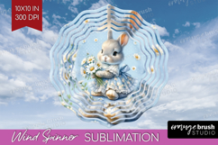 Vintage Bunny Wind Spinner Sublimation PNG - Cute Bunny Product Image 1