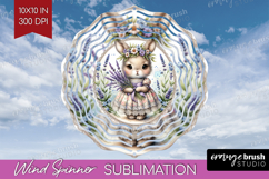Vintage Bunny Wind Spinner Sublimation PNG - Cute Bunny Product Image 1