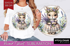 Vintage Bunny Round Tshirt Background - Cute Bunny PNG Product Image 1