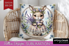 Vintage Bunny Pillow Sublimation - Cute Bunny Pillow Cover Product Image 1
