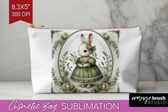Vintage Bunny Cosmetic Bag - Cute Bunny Makeup Bag PNG Product Image 1
