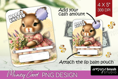 Vintage Bunny Money Card PNG - Cute Bunny Money Card Holder Product Image 1