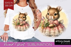 Vintage Bunny Round Tshirt Background - Cute Bunny PNG Product Image 1
