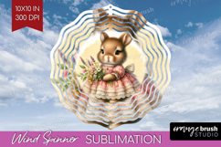 Vintage Bunny Wind Spinner Sublimation PNG - Cute Bunny Product Image 1