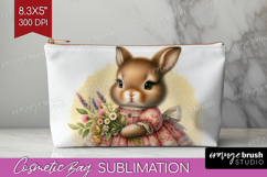 Vintage Bunny Cosmetic Bag - Cute Bunny Makeup Bag PNG Product Image 1