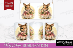 Vintage Bunny Mug Wrap - Cute Bunny Mug PNG Sublimation Product Image 1