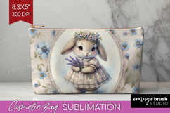 Vintage Bunny Cosmetic Bag - Cute Bunny Makeup Bag PNG Product Image 1