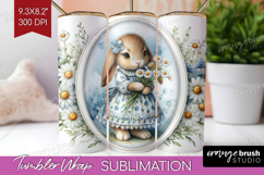 Vintage Bunny Tumbler Wrap - Cute Bunny Tumbler PNG Product Image 1
