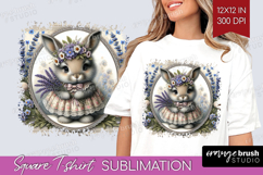 Vintage Bunny Square Tshirt Background - Cute Bunny PNG Product Image 1