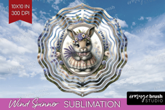 Vintage Bunny Wind Spinner Sublimation PNG - Cute Bunny Product Image 1