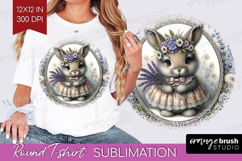 Vintage Bunny Round Tshirt Background - Cute Bunny PNG Product Image 1