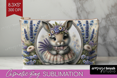 Vintage Bunny Cosmetic Bag - Cute Bunny Makeup Bag PNG Product Image 1