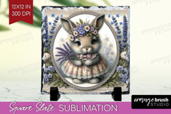 Vintage Bunny Slate PNG - Cute Bunny Square Slate Product Image 1