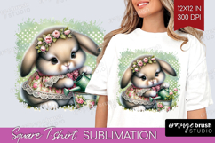 Vintage Bunny Square Tshirt Background - Cute Bunny PNG Product Image 1