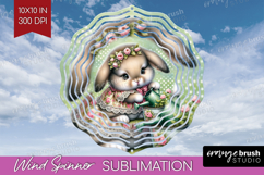 Vintage Bunny Wind Spinner Sublimation PNG - Cute Bunny Product Image 1