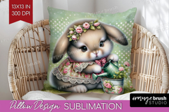Vintage Bunny Pillow Sublimation - Cute Bunny Pillow Cover Product Image 1