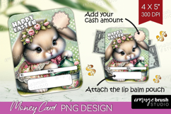 Vintage Bunny Money Card PNG - Cute Bunny Money Card Holder Product Image 1