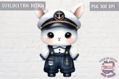 Cute bunny Vintage PNG Sublimation Design Kids Decor Sailor Product Image 1