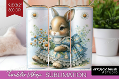 Vintage Bunny Tumbler Wrap - Cute Bunny Tumbler PNG Product Image 1