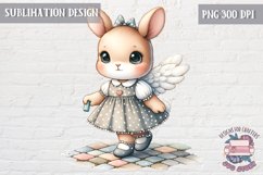Cute bunny Vintage PNG Sublimation Design Kids Decor Girl Product Image 1