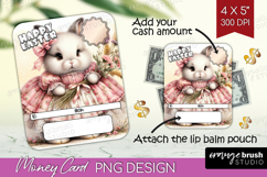 Vintage Bunny Money Card PNG - Cute Bunny Money Card Holder Product Image 1