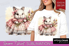 Vintage Bunny Square Tshirt Background - Cute Bunny PNG Product Image 1