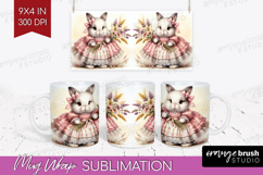 Vintage Bunny Mug Wrap - Cute Bunny Mug PNG Sublimation Product Image 1