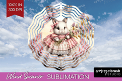 Vintage Bunny Wind Spinner Sublimation PNG - Cute Bunny Product Image 1