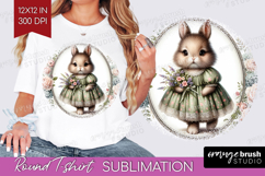 Vintage Bunny Round Tshirt Background - Cute Bunny PNG Product Image 1