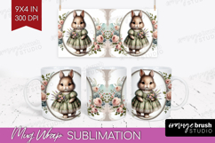 Vintage Bunny Mug Wrap - Cute Bunny Mug PNG Sublimation Product Image 1