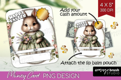 Vintage Bunny Money Card PNG - Cute Bunny Money Card Holder Product Image 1