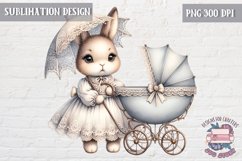 Cute bunny Vintage PNG Sublimation Design Kids Decor Nursery Product Image 1