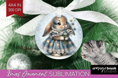 Vintage Bunny Ornament PNG - Cute Bunny PNG Sublimation Product Image 1