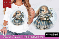 Vintage Bunny Round Tshirt Background - Cute Bunny PNG Product Image 1