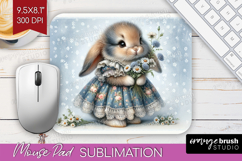 Vintage Bunny Mouse Pad Sublimation - Cute Bunny Mousepad Product Image 1