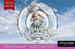 Vintage Bunny Wind Spinner Sublimation PNG - Cute Bunny Product Image 1