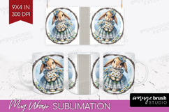 Vintage Bunny Mug Wrap - Cute Bunny Mug PNG Sublimation Product Image 1