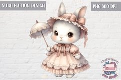 Cute bunny Vintage Girl Sublimation Design Kids Decor Print Product Image 1