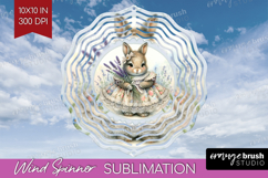 Vintage Bunny Wind Spinner Sublimation PNG - Cute Bunny Product Image 1