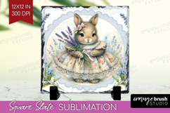 Vintage Bunny Slate PNG - Cute Bunny Square Slate Product Image 1