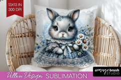 Vintage Bunny Pillow Sublimation - Cute Bunny Pillow Cover Product Image 1
