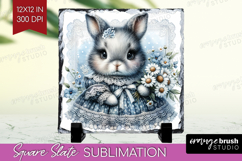 Vintage Bunny Slate PNG - Cute Bunny Square Slate Product Image 1