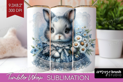 Vintage Bunny Tumbler Wrap - Cute Bunny Tumbler PNG Product Image 1