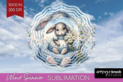 Vintage Bunny Wind Spinner Sublimation PNG - Cute Bunny Product Image 1