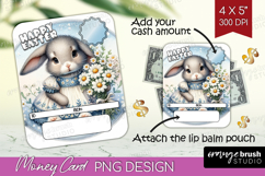 Vintage Bunny Money Card PNG - Cute Bunny Money Card Holder Product Image 1