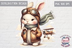 Cute bunny Vintage PNG Sublimation Design Kids Decor Pilot Product Image 1