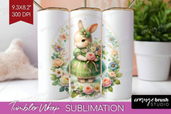 Vintage Bunny Tumbler Wrap - Cute Bunny Tumbler PNG Product Image 1