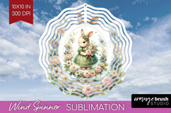 Vintage Bunny Wind Spinner Sublimation PNG - Cute Bunny Product Image 1