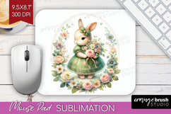 Vintage Bunny Mouse Pad Sublimation - Cute Bunny Mousepad Product Image 1