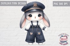 Cute bunny Vintage PNG Sublimation Design Kids Decor Sailor Product Image 1